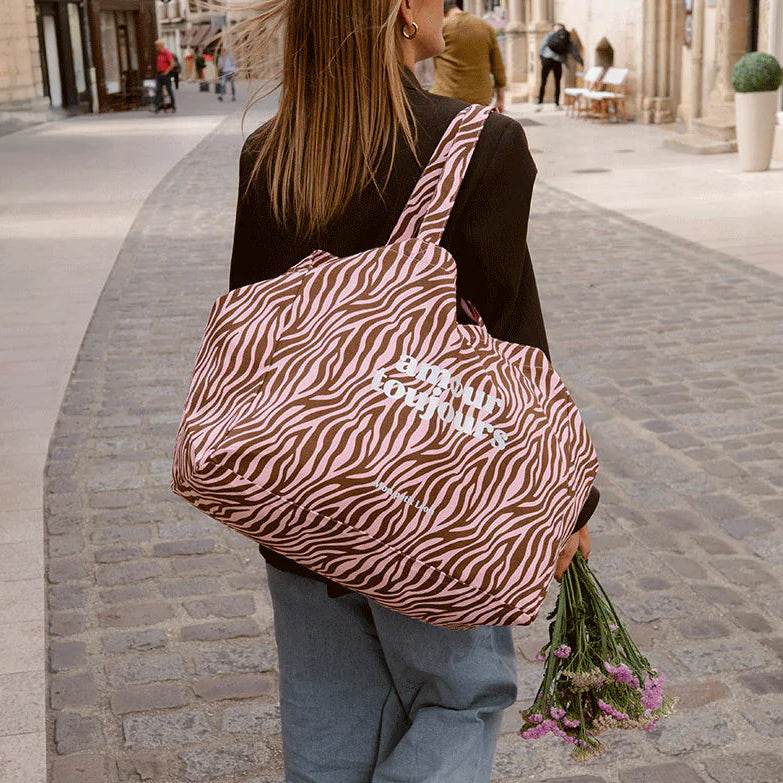 Cabas XXL Zebra rosa amour toujours
