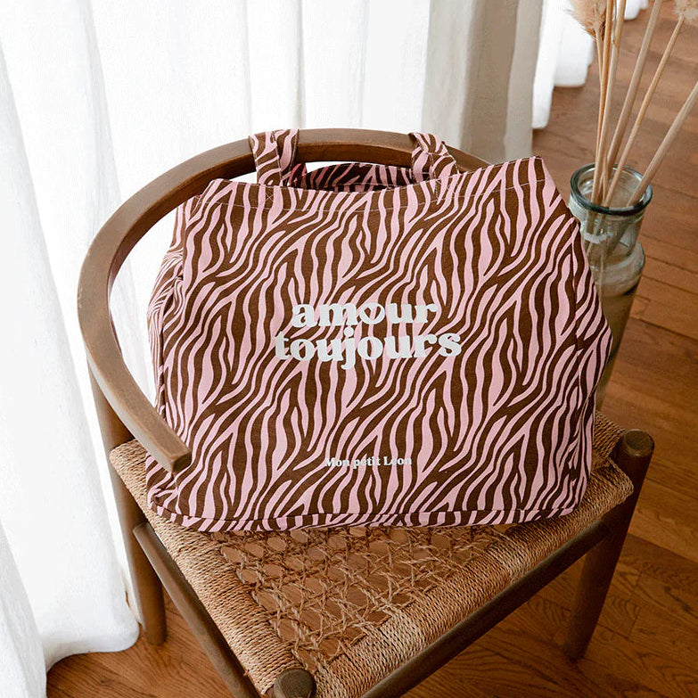 Cabas XXL Zebra rosa amour toujours