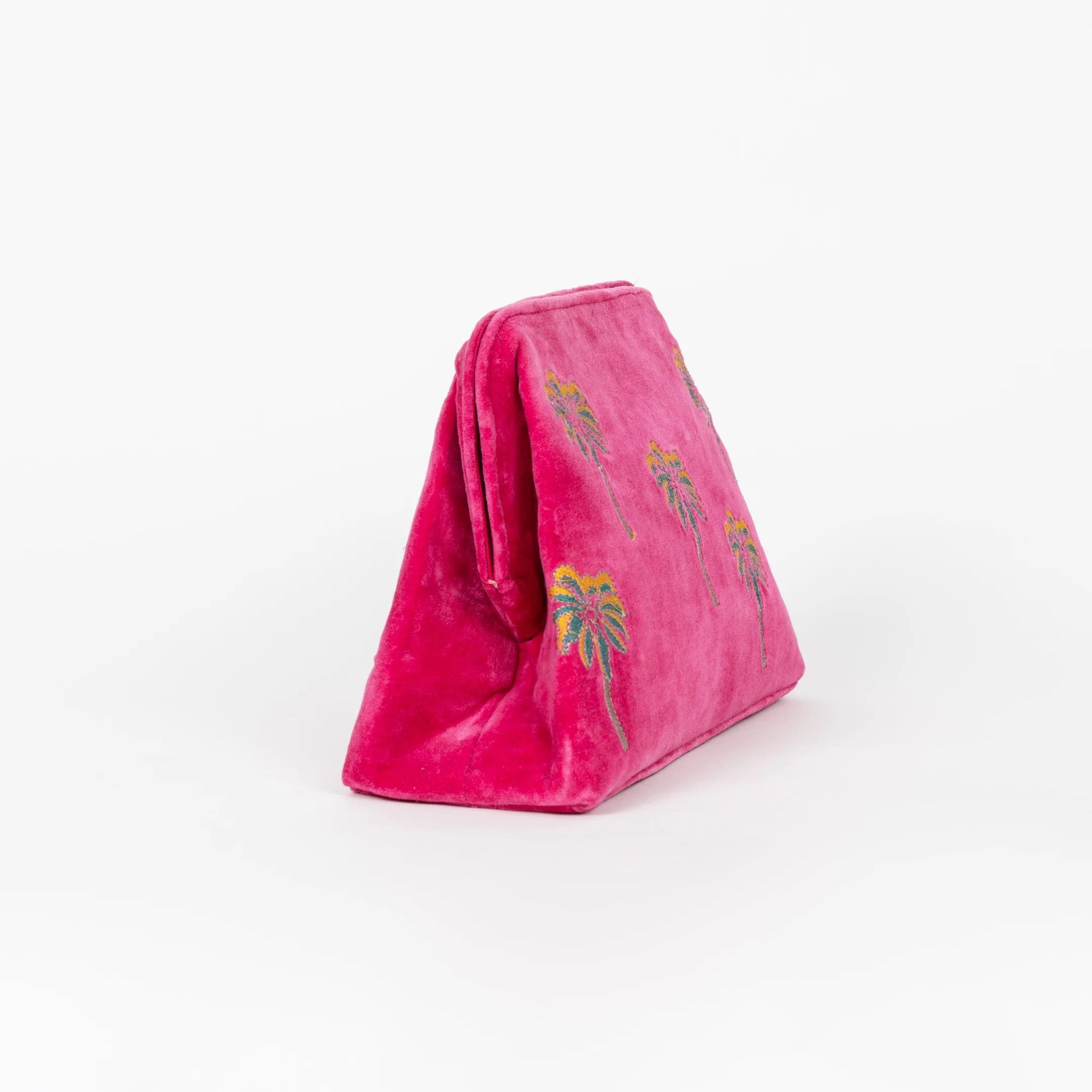CLUTCH PALMS VELVET FUCXIA