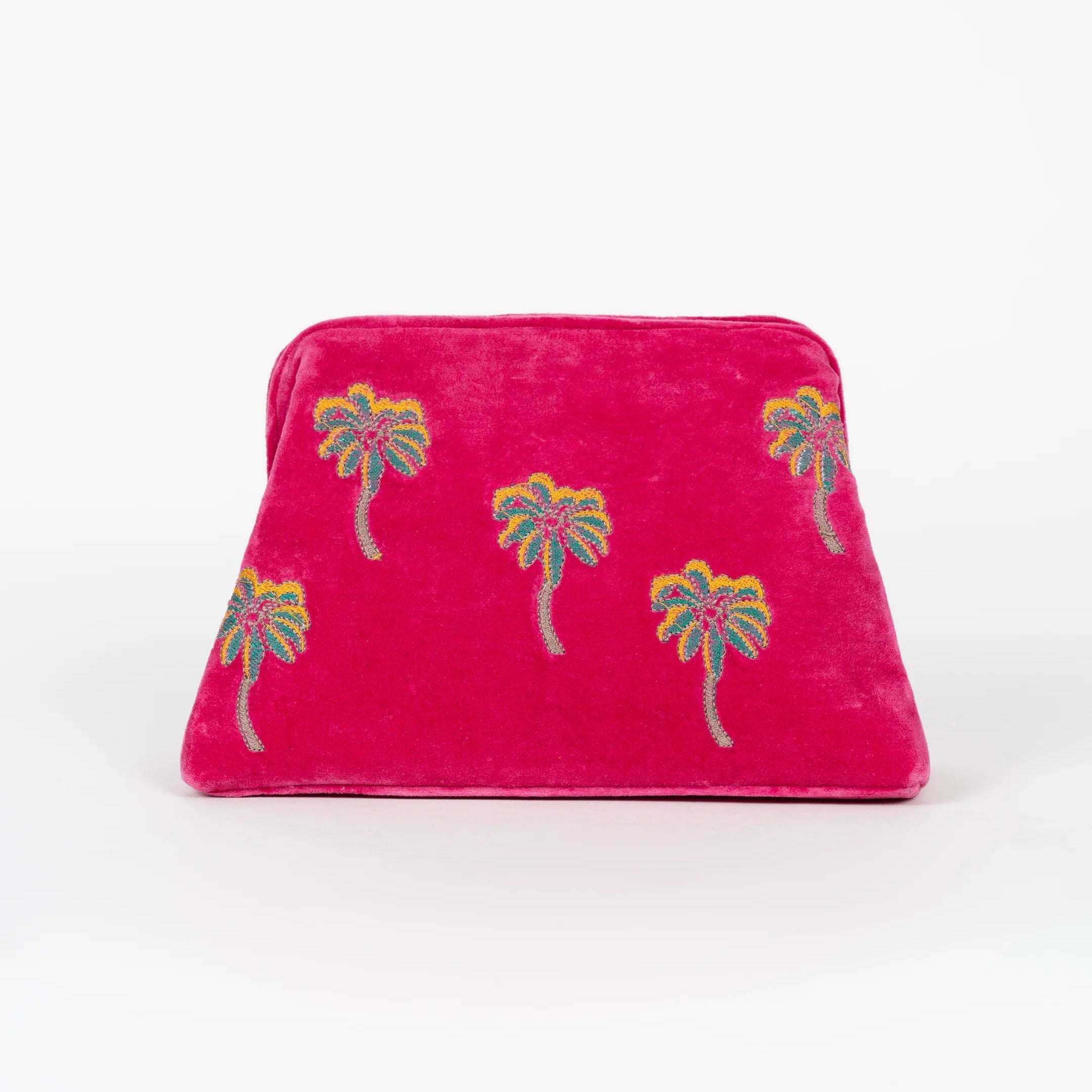 CLUTCH PALMS VELVET FUCXIA