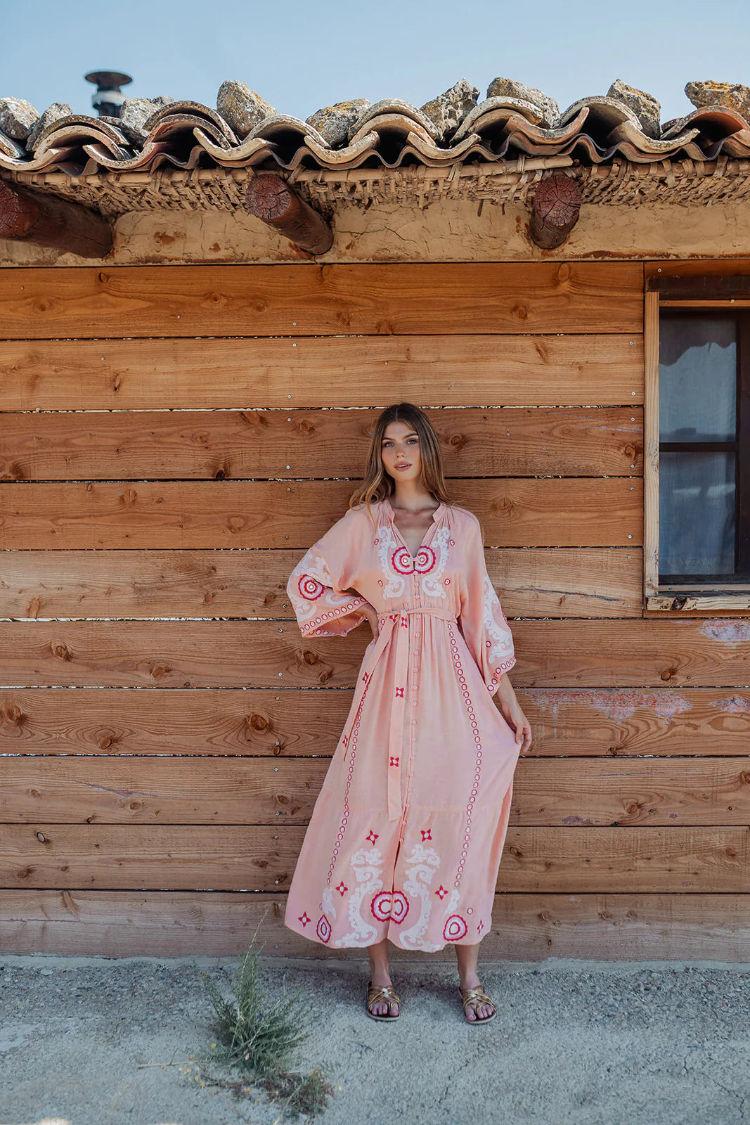 LULA PINK LONG SLEEVES LONG DRESS