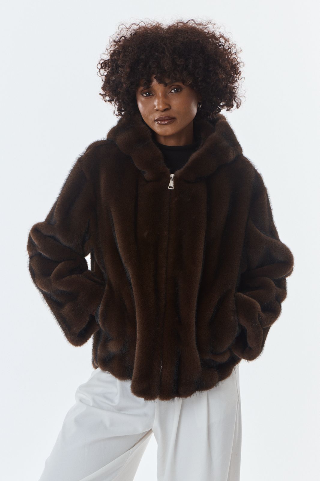 Vitori Faux Fur Mantel mit Kaputze