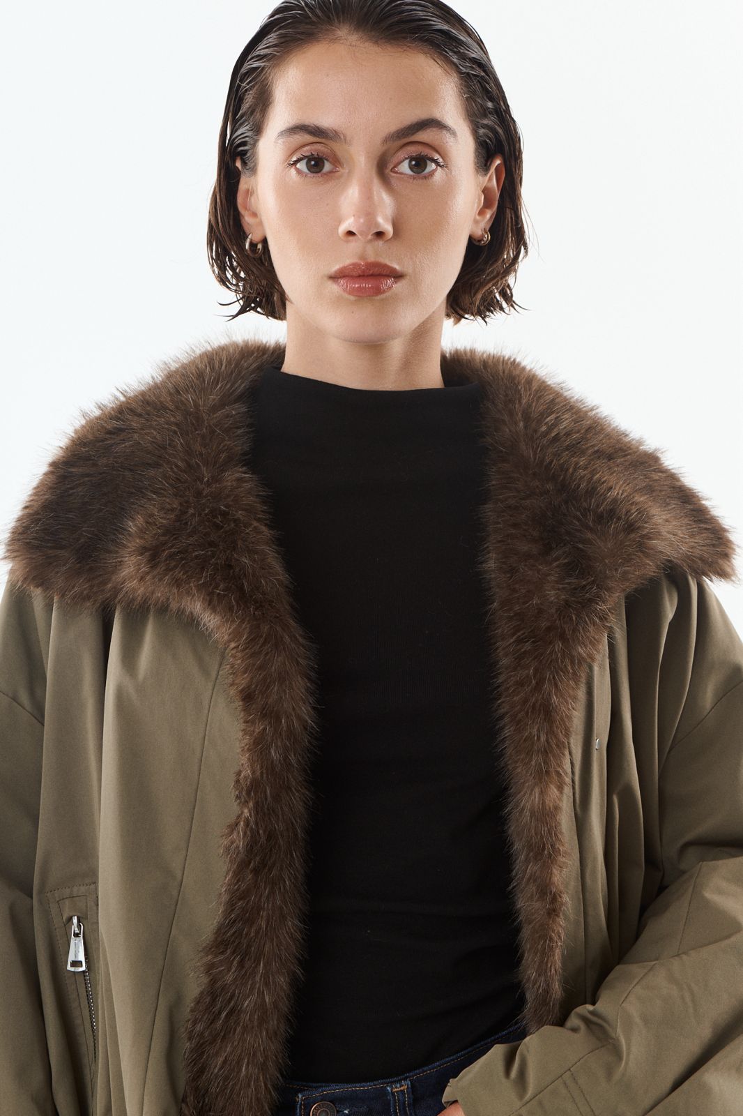 Brandy Trench Jacke Faux Fur