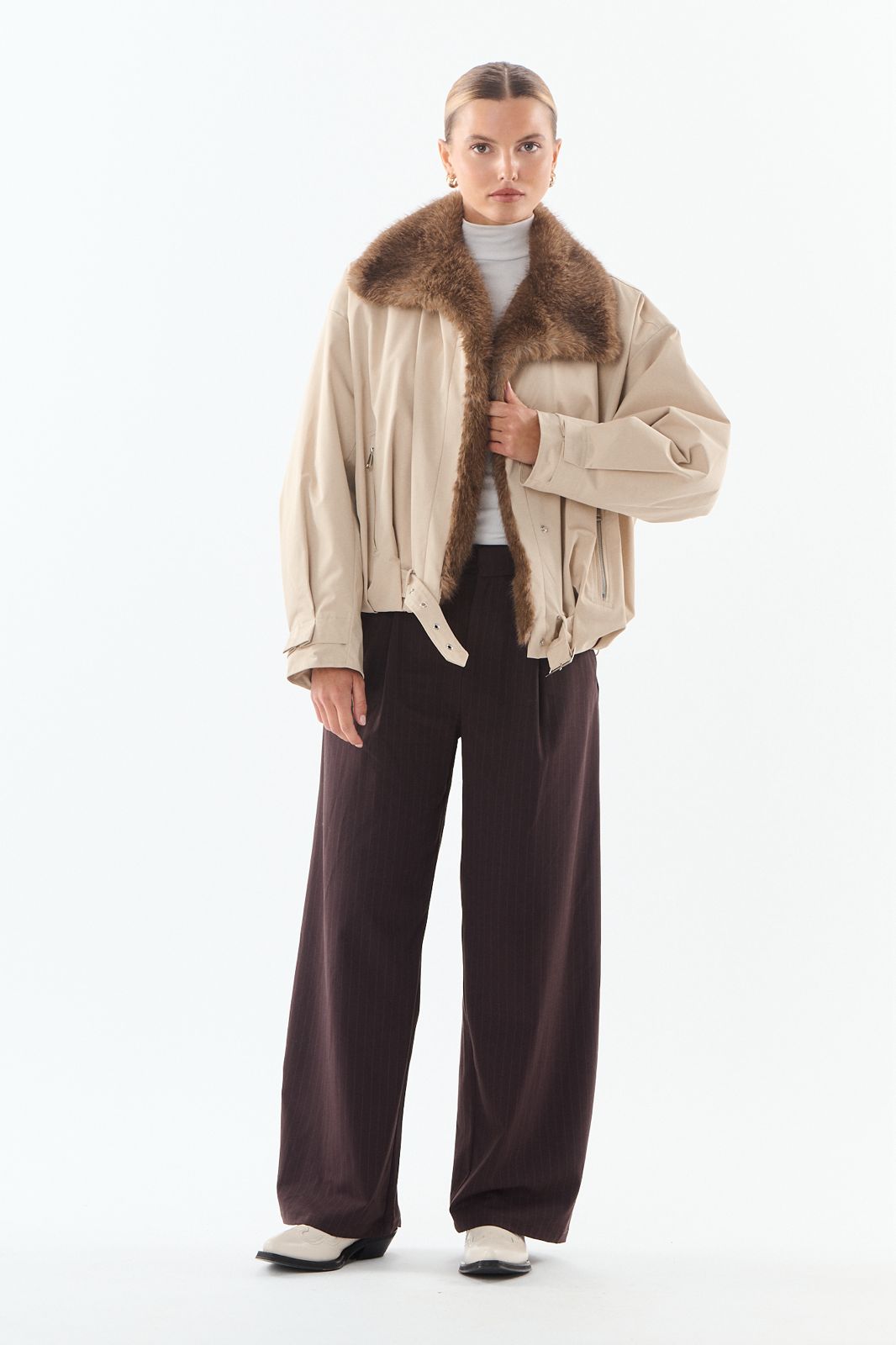 Brandy Trench Jacke Faux Fur