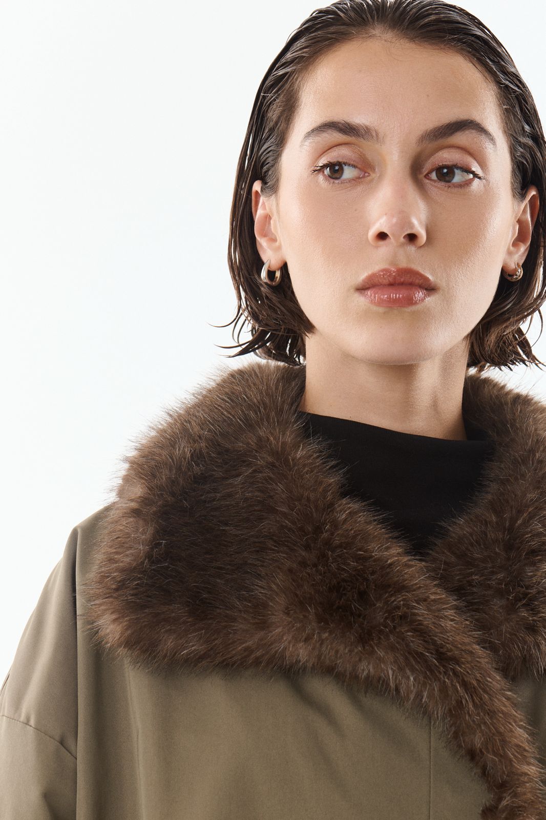 Brandy Trench Jacke Faux Fur