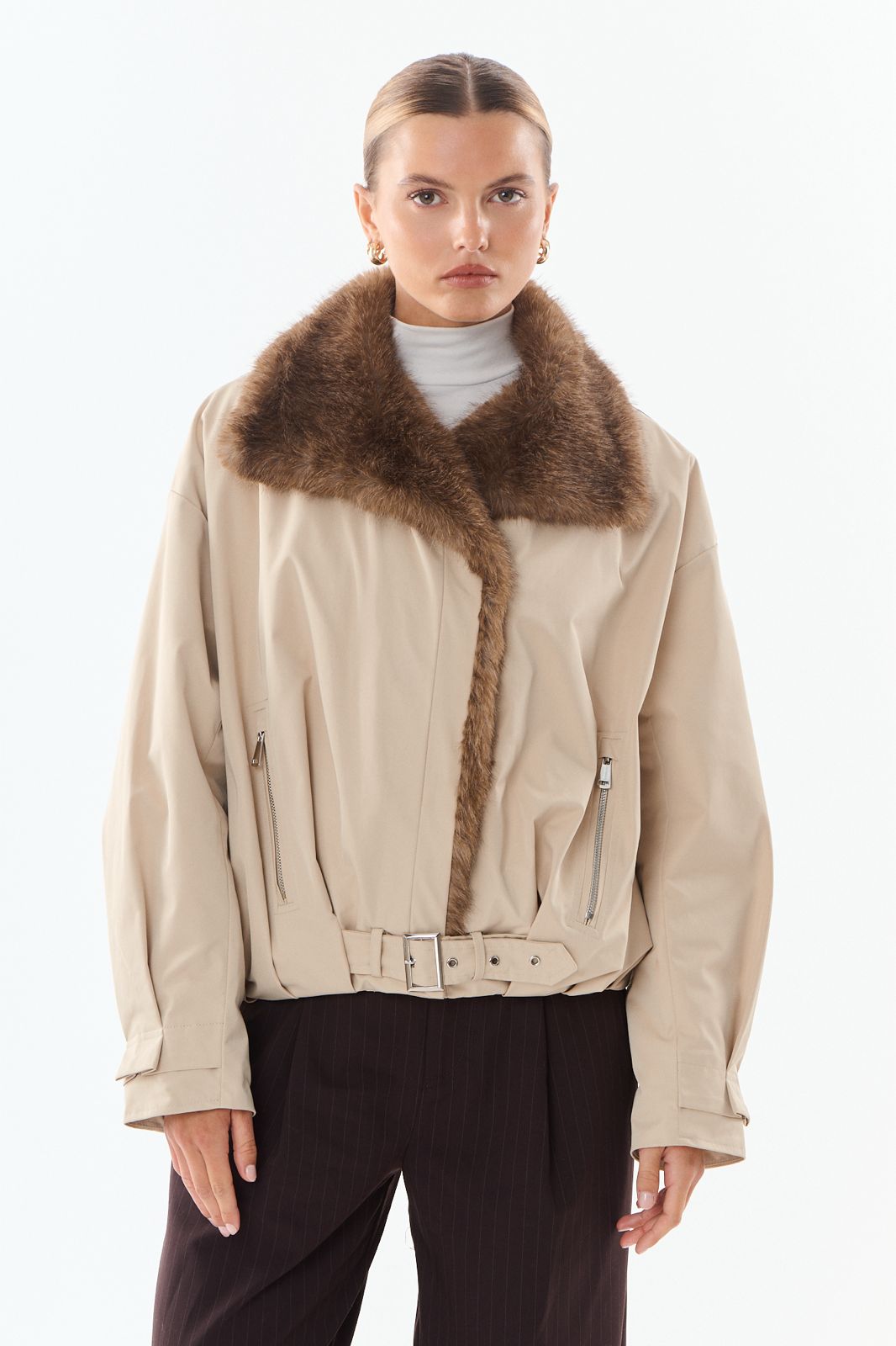 Brandy Trench Jacke Faux Fur