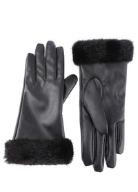 Kunstleder Handschuhe mit Fellbesatz