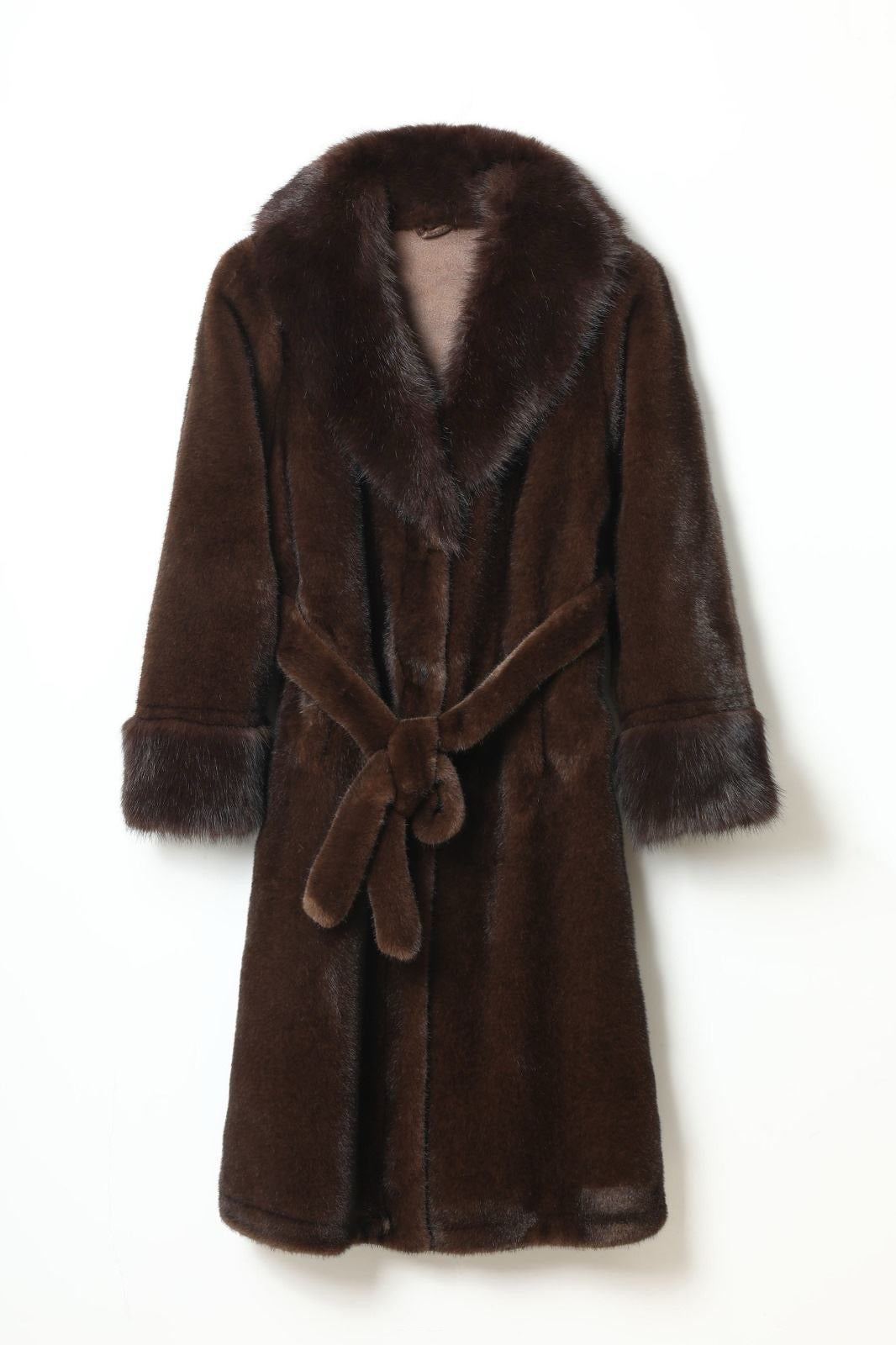 Kunstfell Mantel mit Kapuze lang