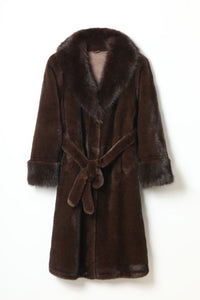 Kunstfell Mantel mit Kapuze lang