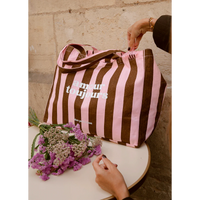 Braun rosa Stripe shopper