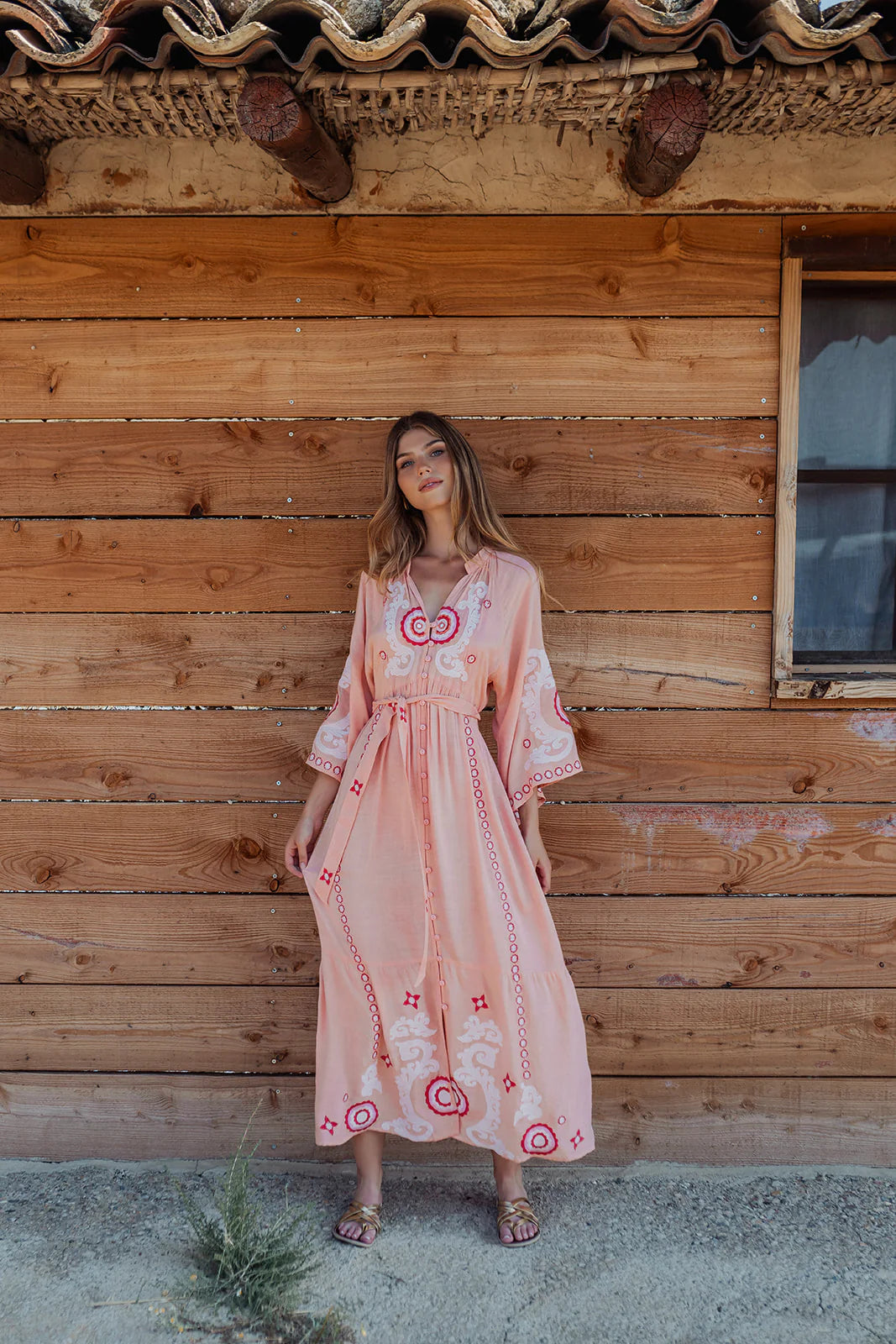 LULA PINK LONG SLEEVES LONG DRESS