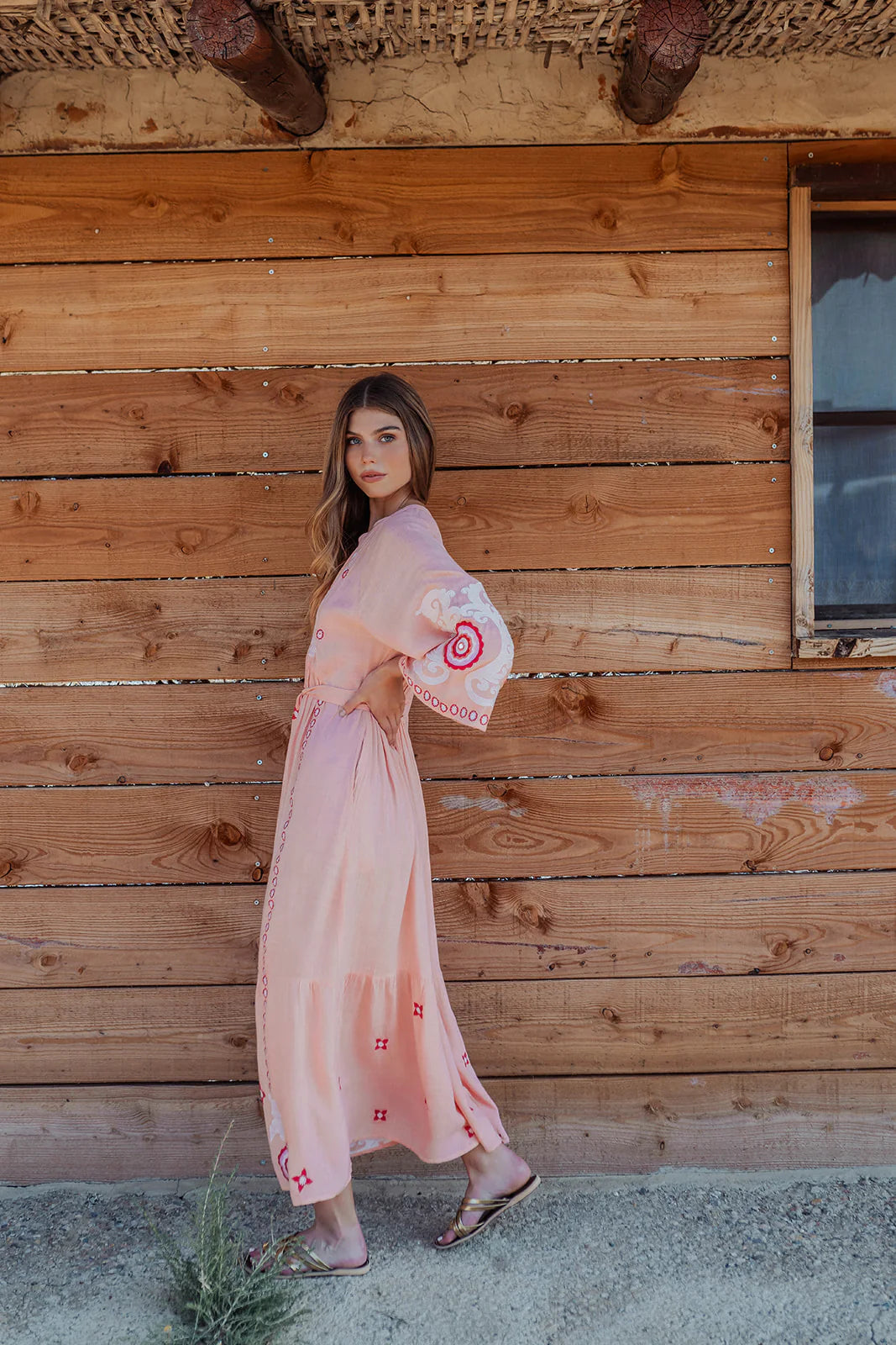 LULA PINK LONG SLEEVES LONG DRESS