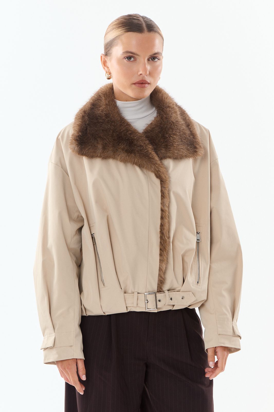 Brandy Trench Jacke Faux Fur