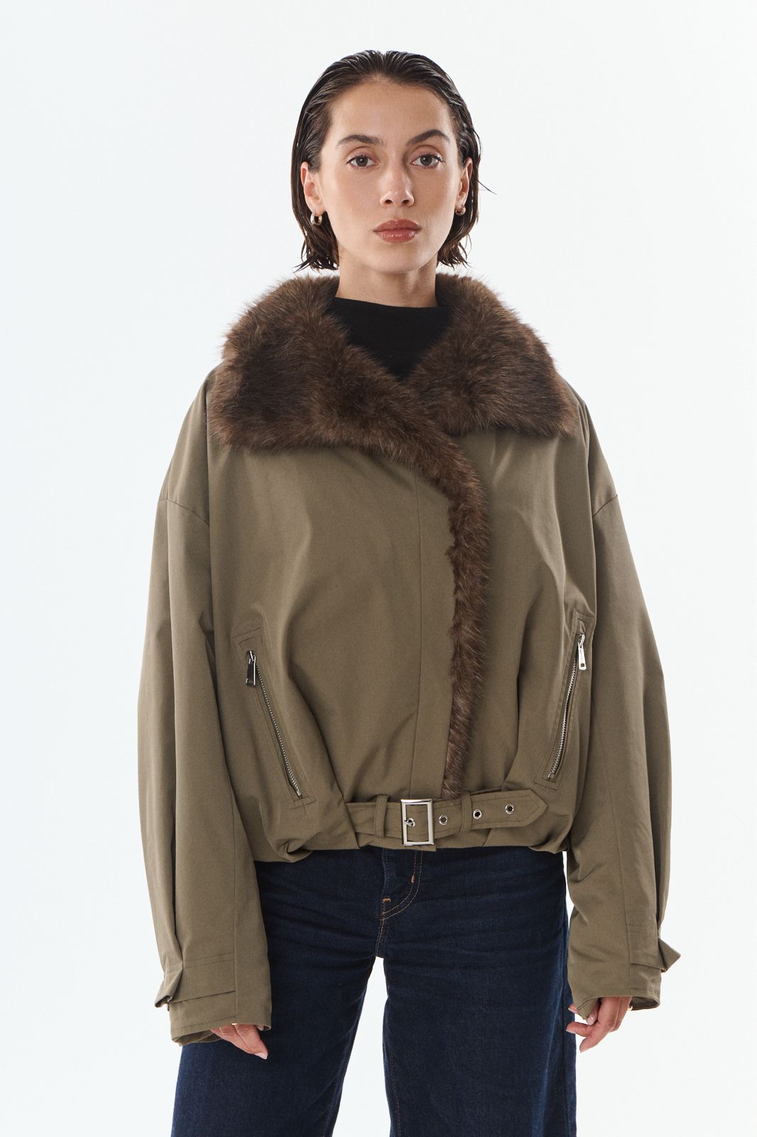 Brandy Trench Jacke Faux Fur