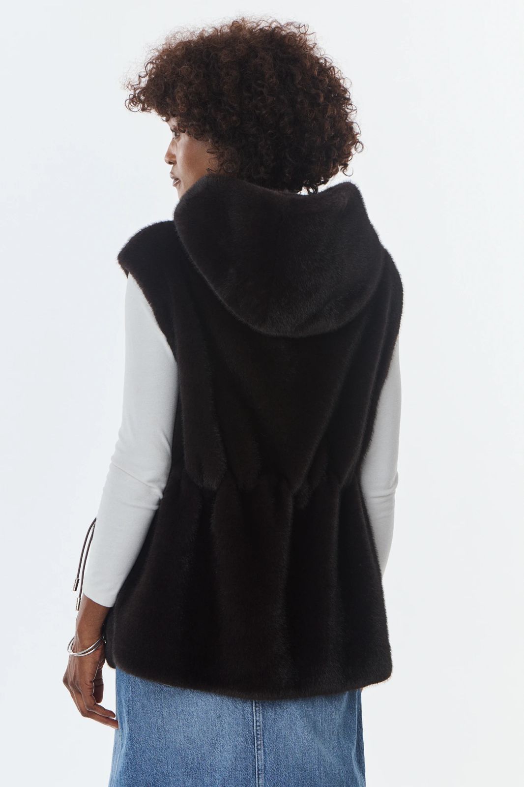 Maury Faux Fur Weste mit Kaputze