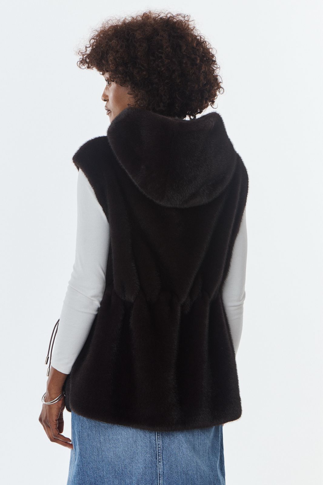 Maury Faux Fur Weste mit Kaputze
