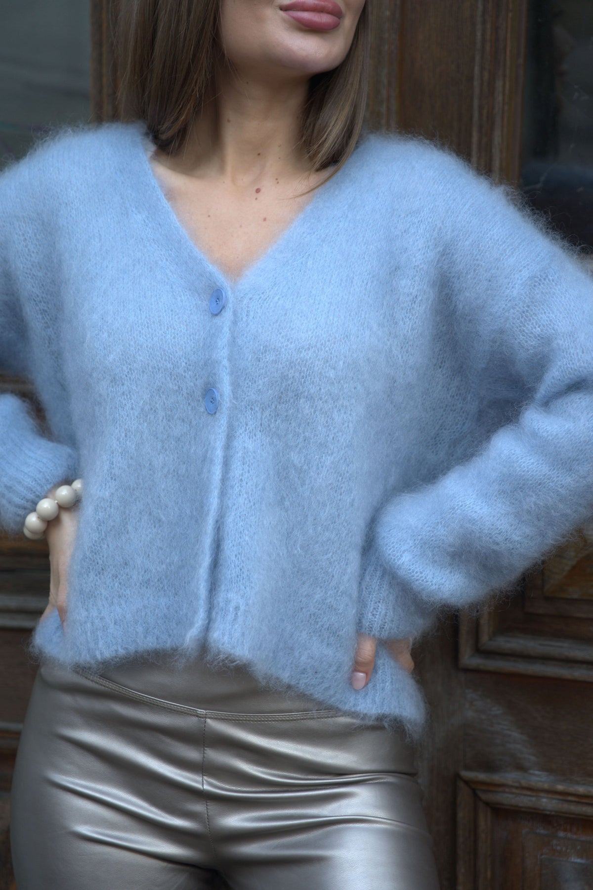 Mohair Cardigan mit Knöpfen